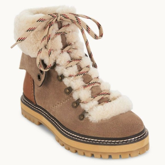 sz US 37, 38 see by chloé Eileen shearling hiker boots MSRP$495 CLEARANCE - Picture 9 of 13